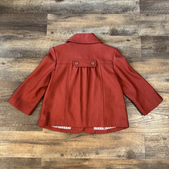 Tulle Orange Wool Button-Up Jacket Lined Short Medium Bows Feminine Preppy READ - Picture 2 of 15